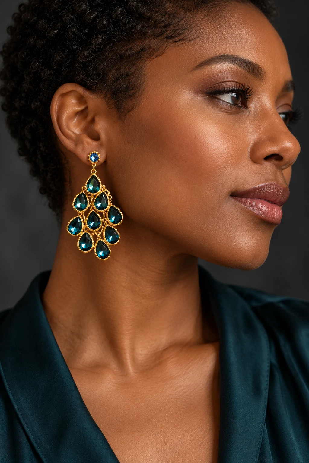 The Daphné Rhapsody Earrings worn on a model — AI-generated styling preview