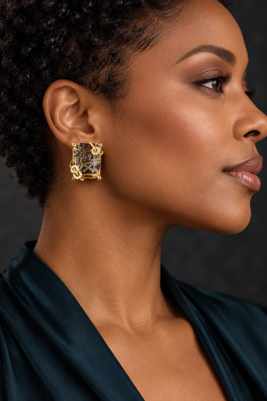 The Delphine Sonata Earrings worn on a model — AI-generated styling preview