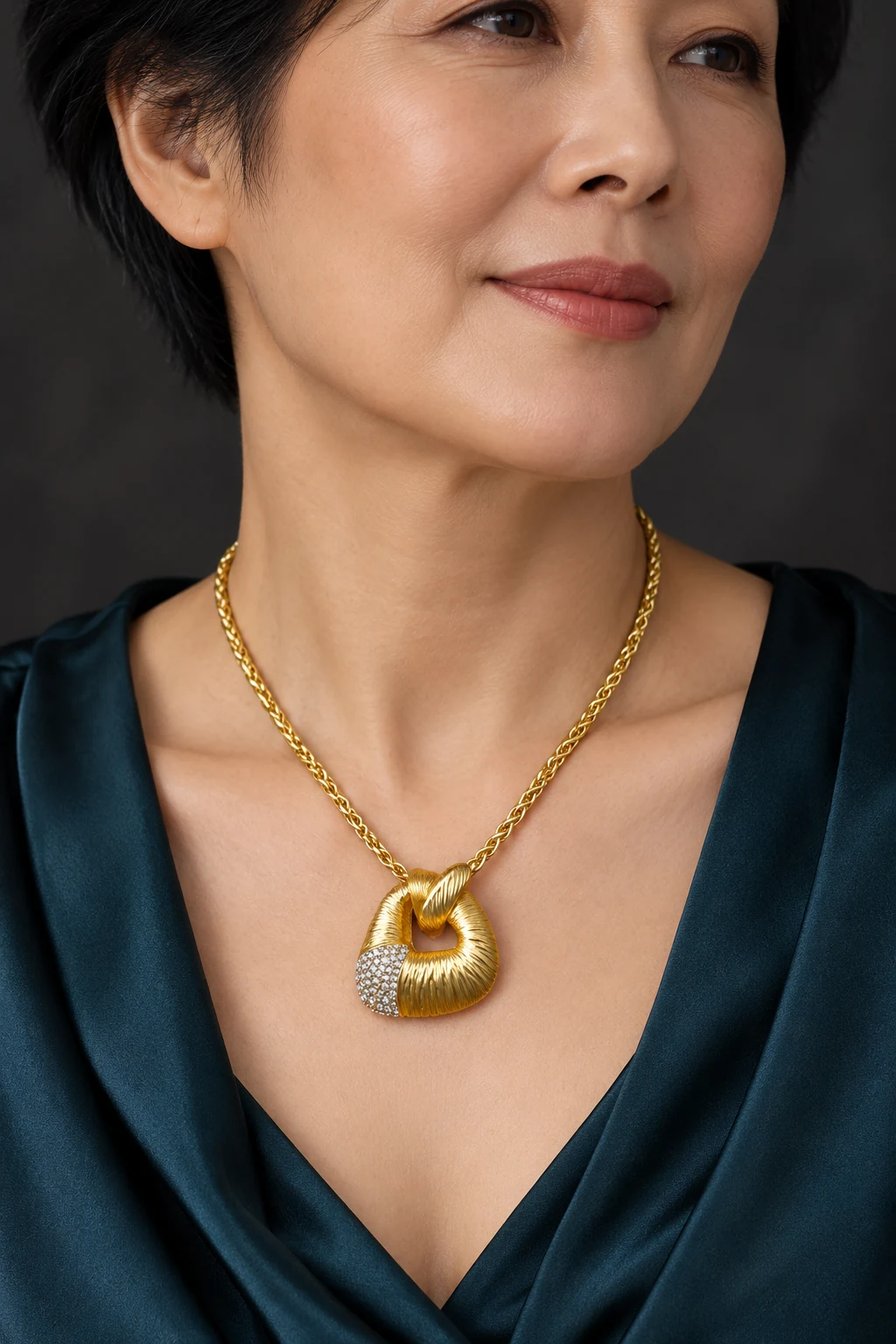 The Inès Sonata Necklace worn on a model — AI-generated styling preview