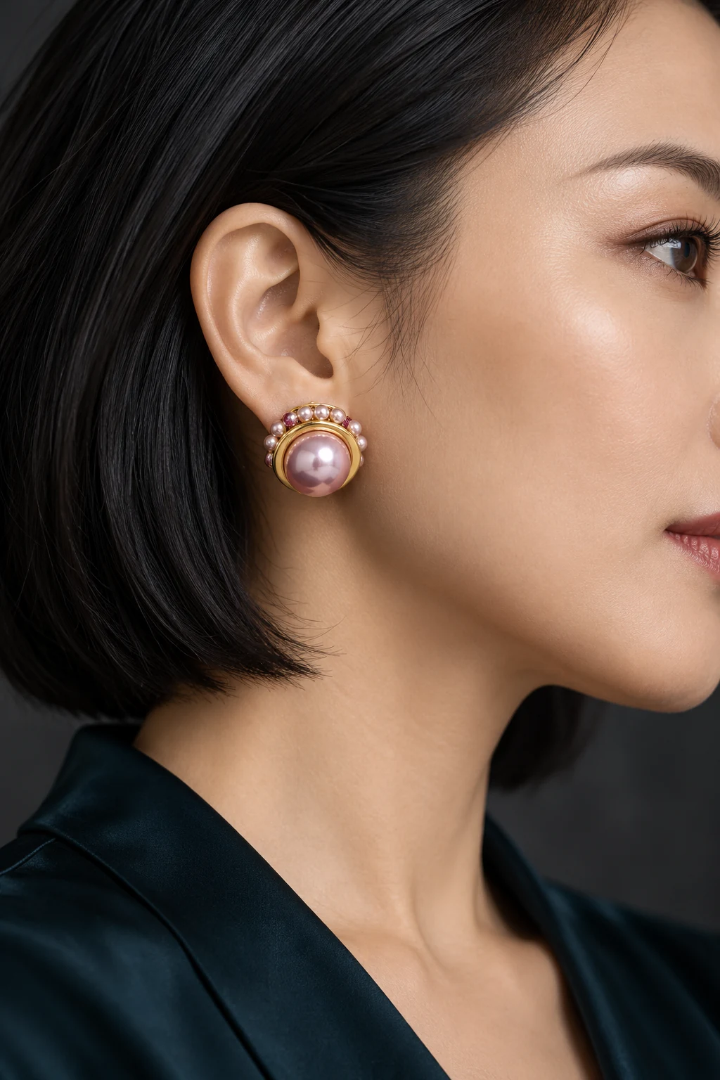 The Flora Poème Pink Earrings worn on a model — AI-generated styling preview