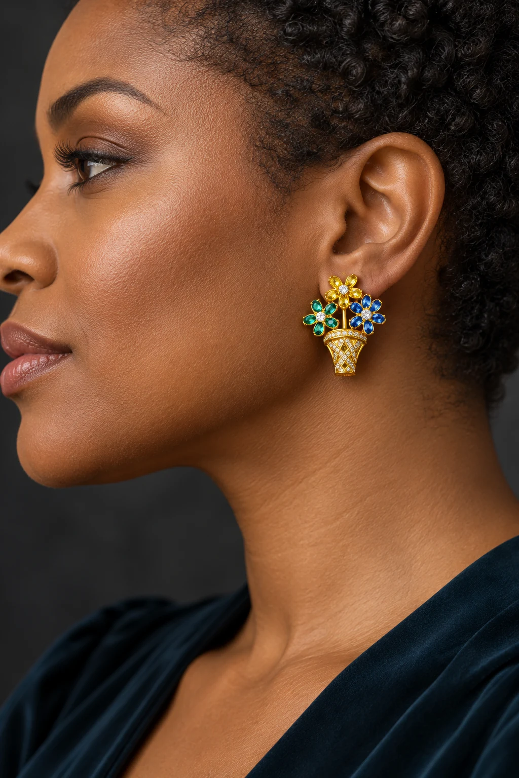 The Astrid Éclat Earrings worn on a model — AI-generated styling preview