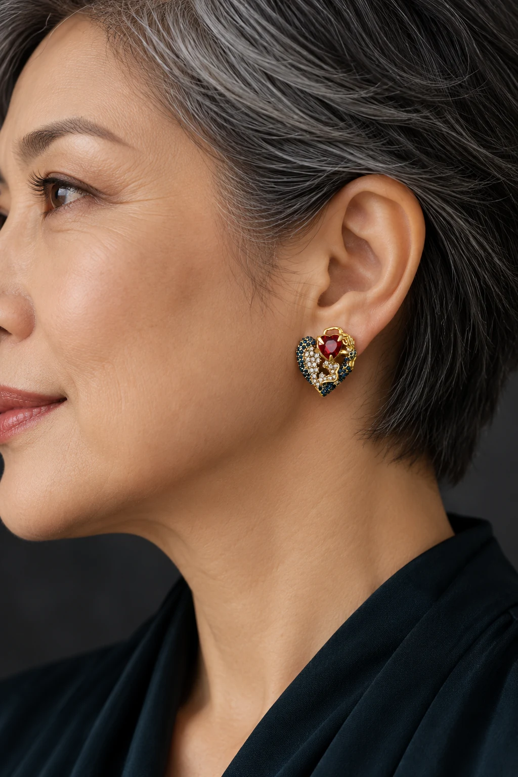 The Lise Jardin Earrings worn on a model — AI-generated styling preview