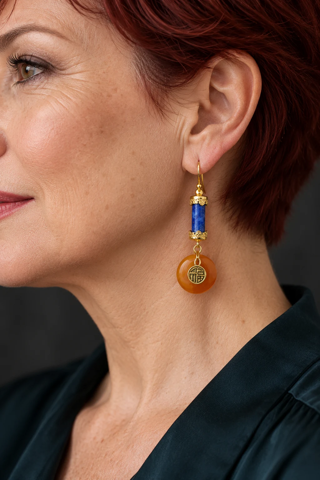 The Ophélie Fleur Earrings worn on a model — AI-generated styling preview
