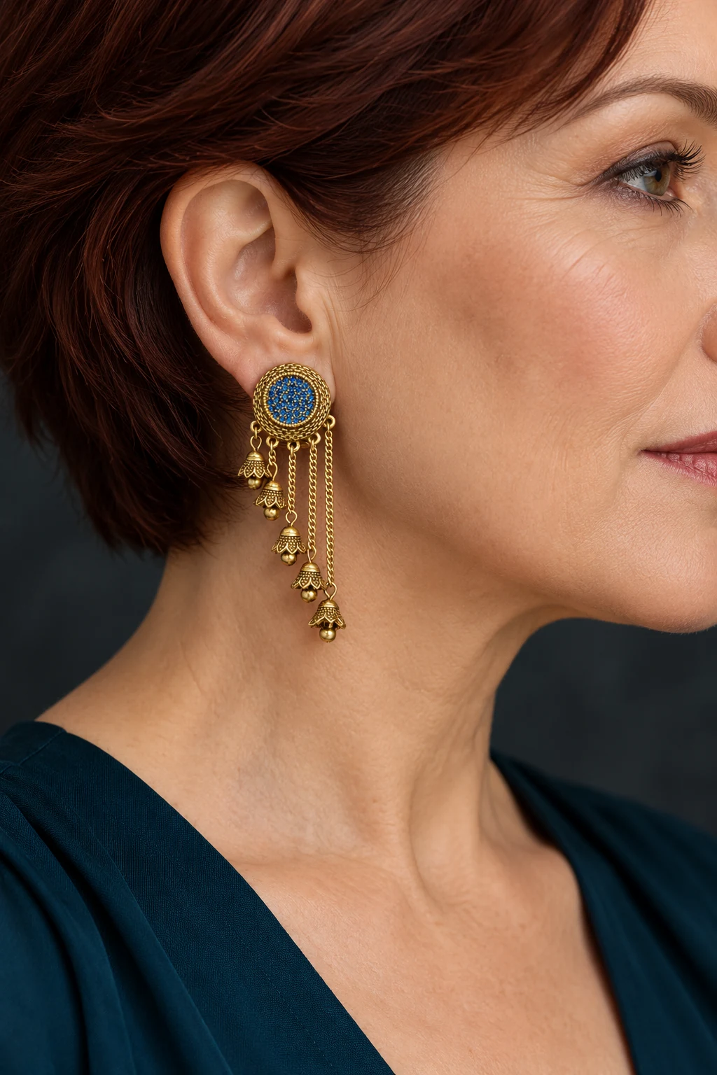 The Arielle Fable Earrings worn on a model — AI-generated styling preview