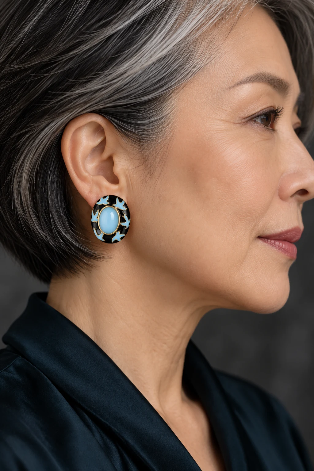 The Véronique Muse Earrings worn on a model — AI-generated styling preview