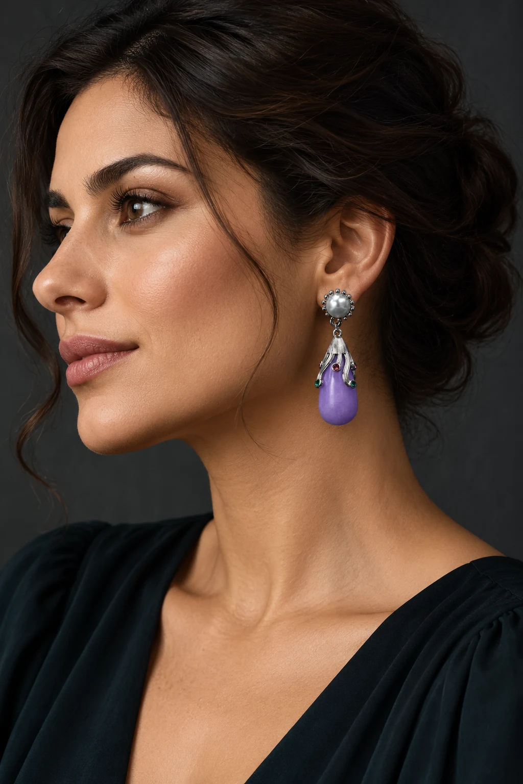 The Odette Éclat Earrings worn on a model — AI-generated styling preview