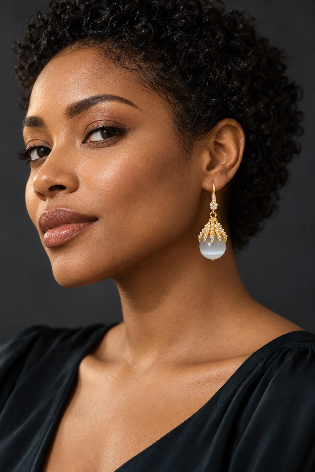 The Valentine Rhapsody Earrings worn on a model — AI-generated styling preview