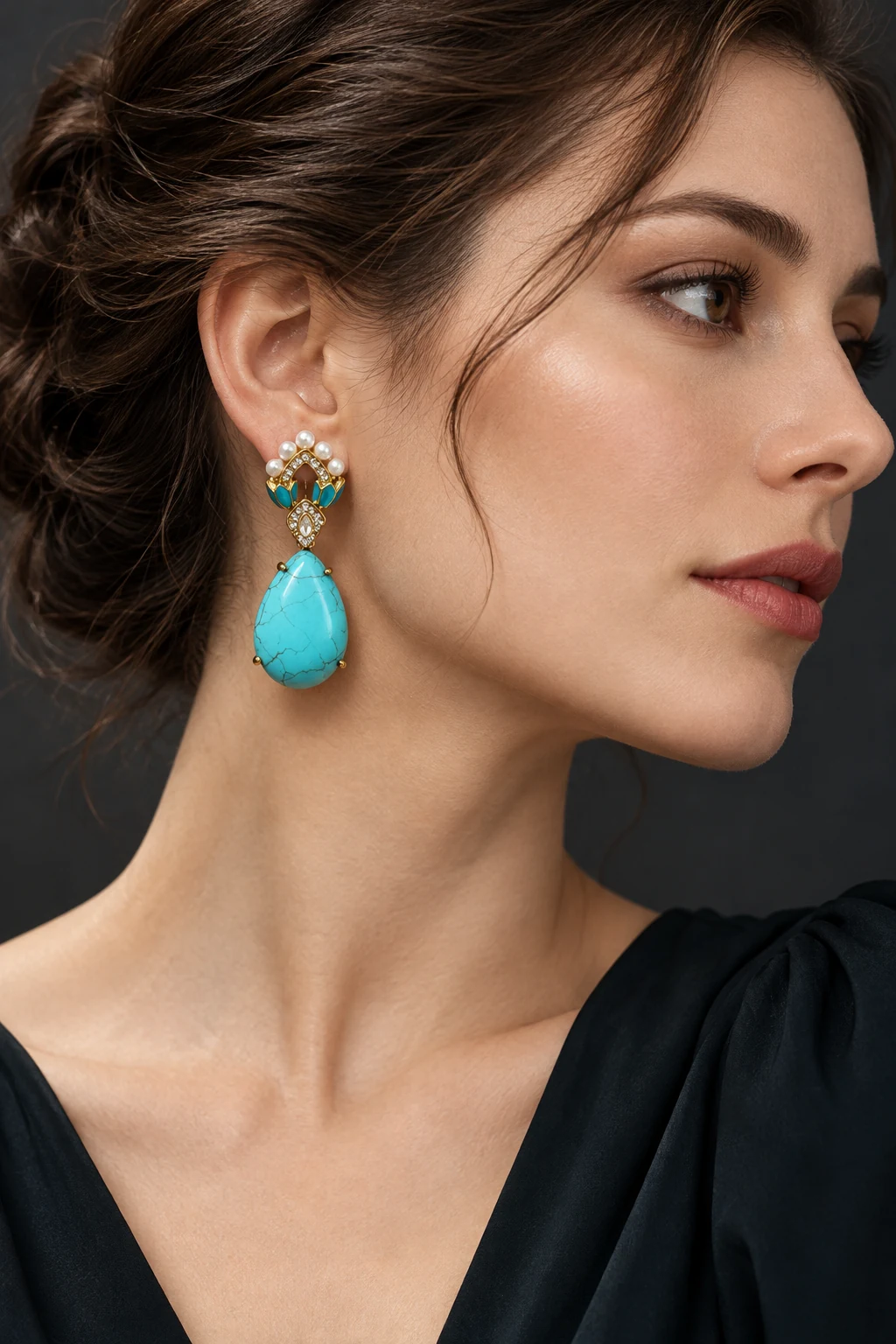 The Gaëlle Reverie Earrings worn on a model — AI-generated styling preview