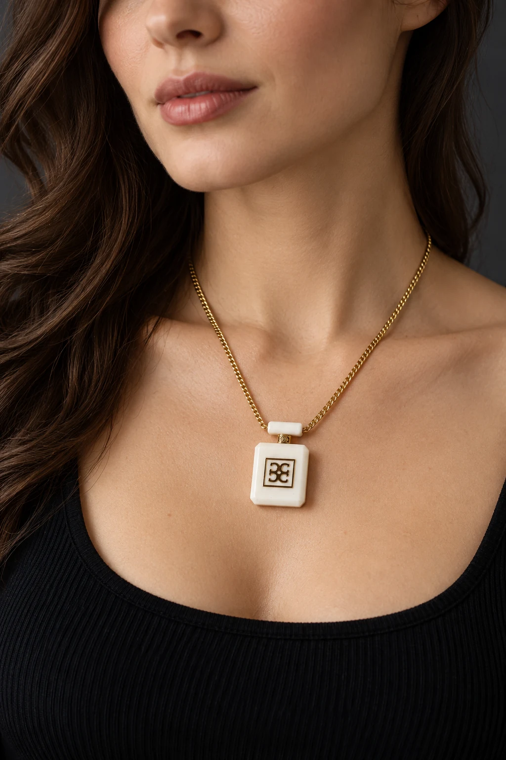 The Laure Nocturne White Necklace worn on a model — AI-generated styling preview
