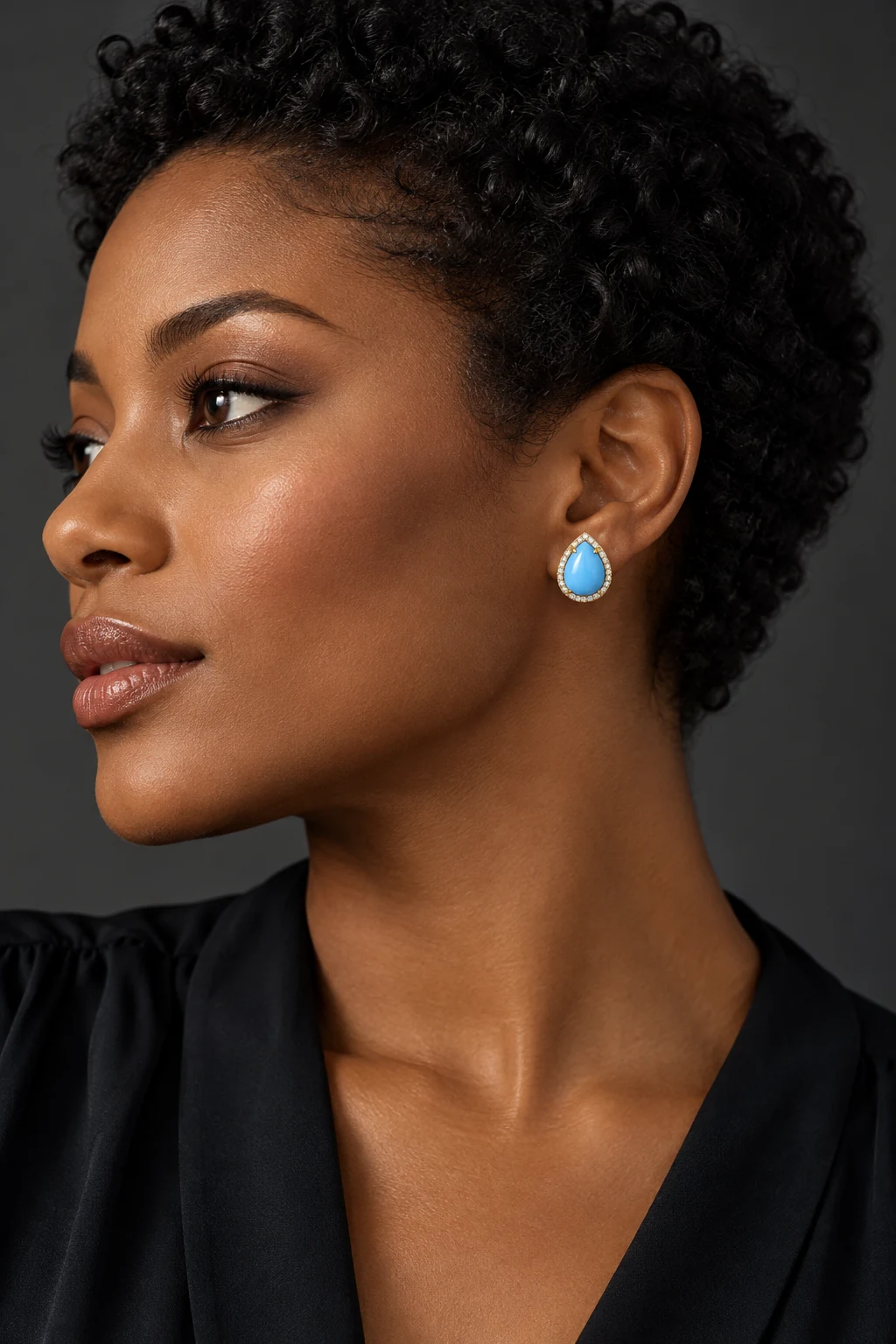 The Aurore Romance Earrings worn on a model — AI-generated styling preview