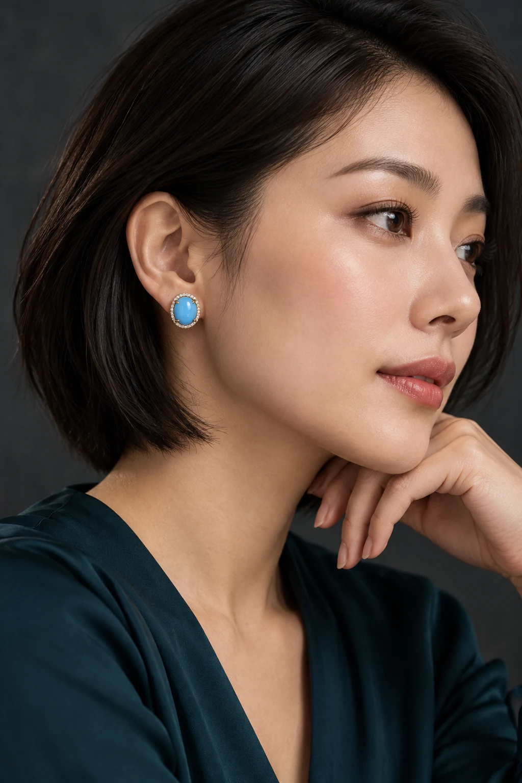 The Aurore Romance Earrings worn on a model — AI-generated styling preview