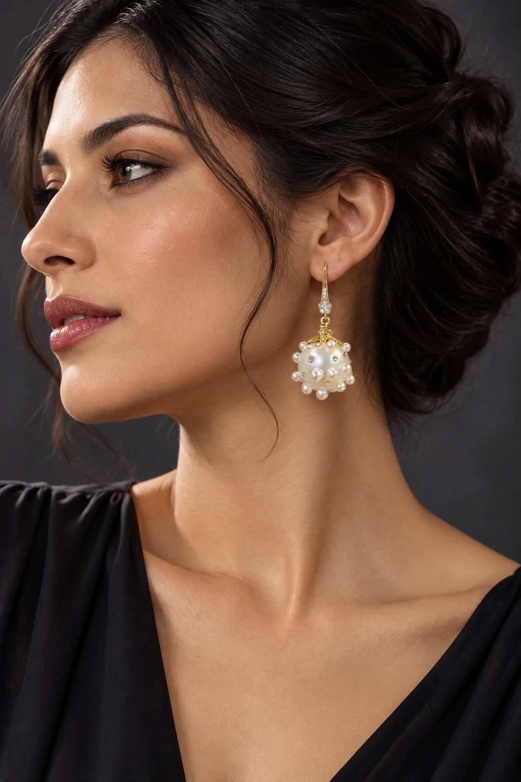 The Agnès Romance White Earrings worn on a model — AI-generated styling preview