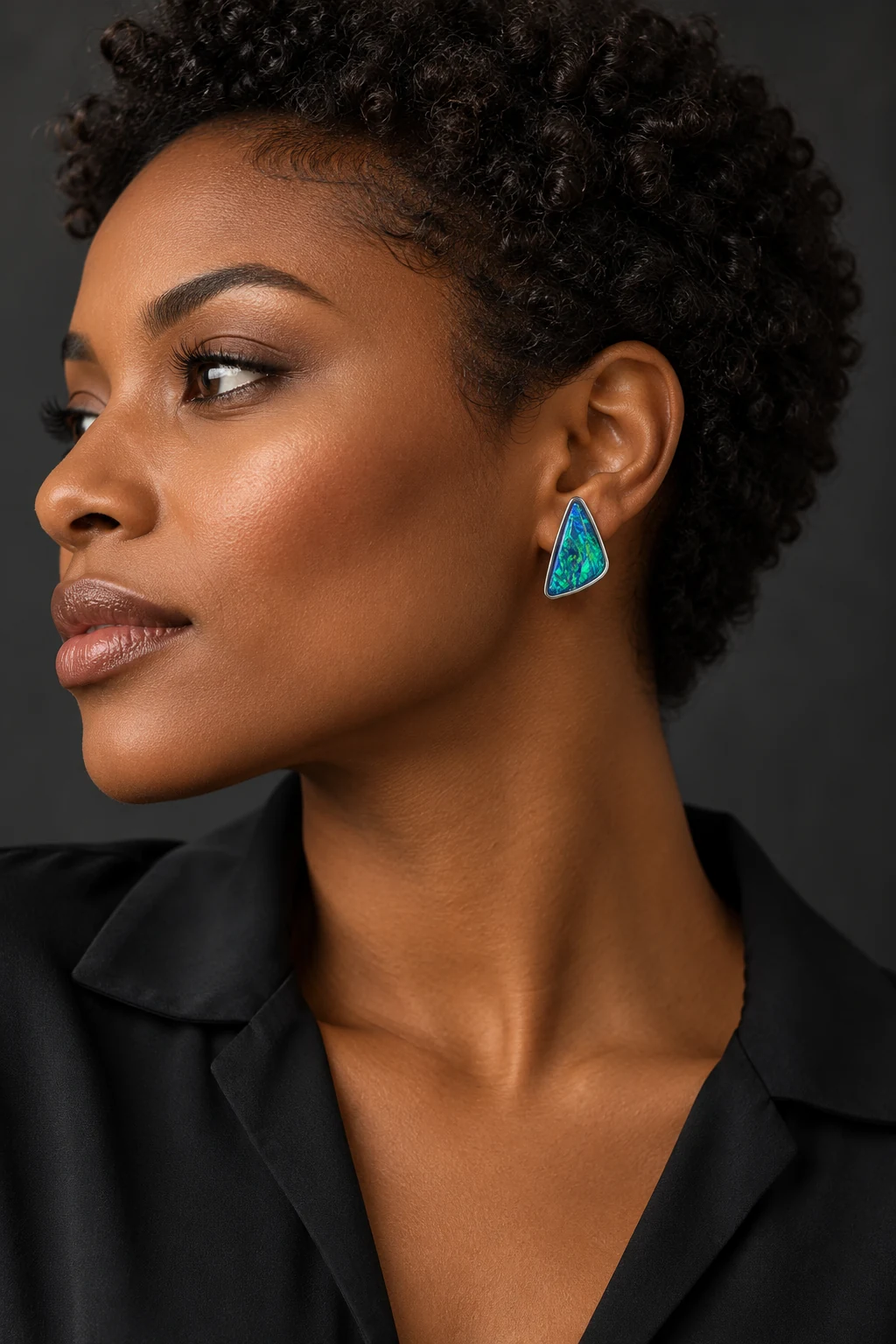 The Hortense Romance Earrings worn on a model — AI-generated styling preview