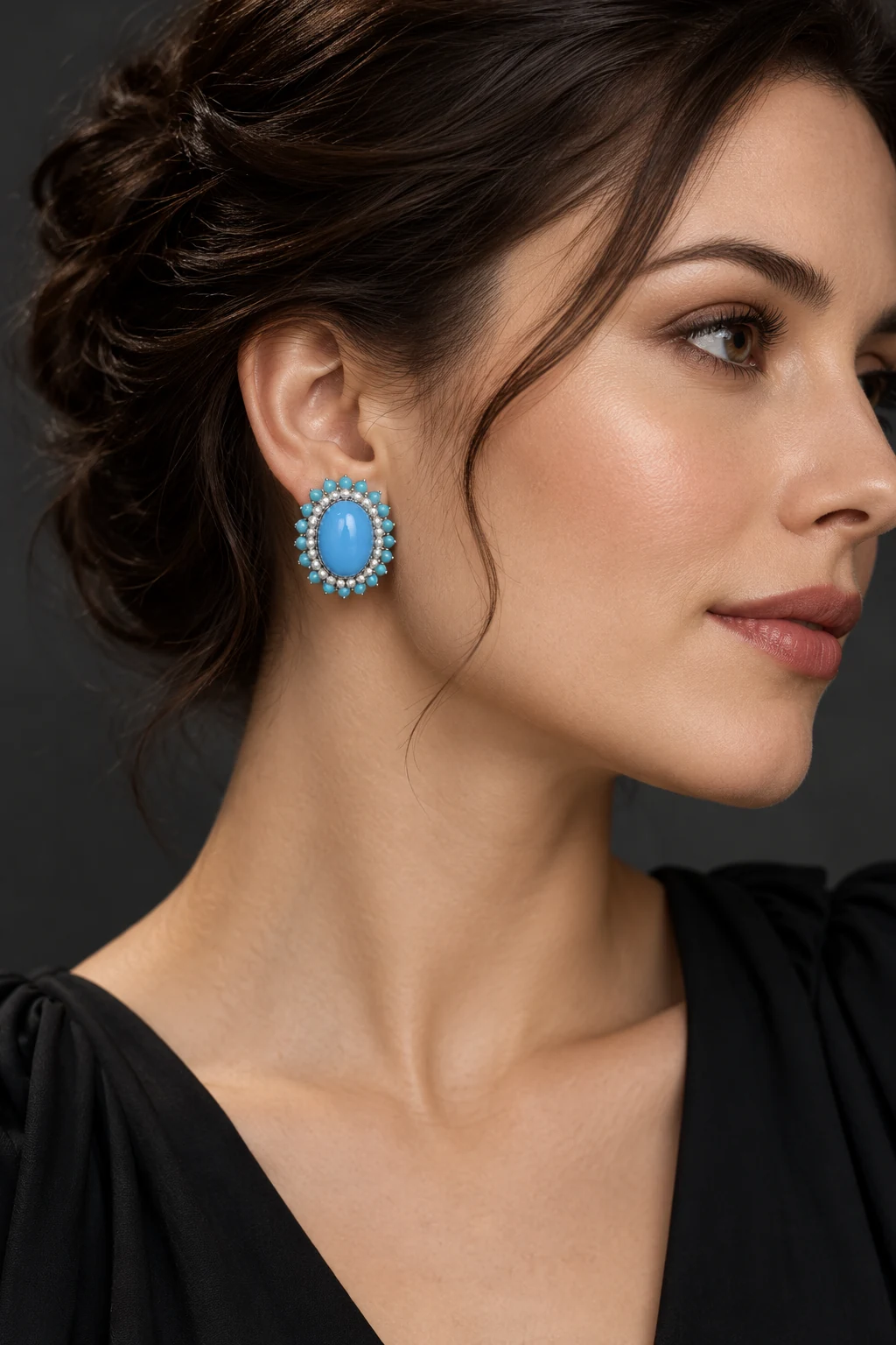 The Élodie Rhapsody Earrings worn on a model — AI-generated styling preview