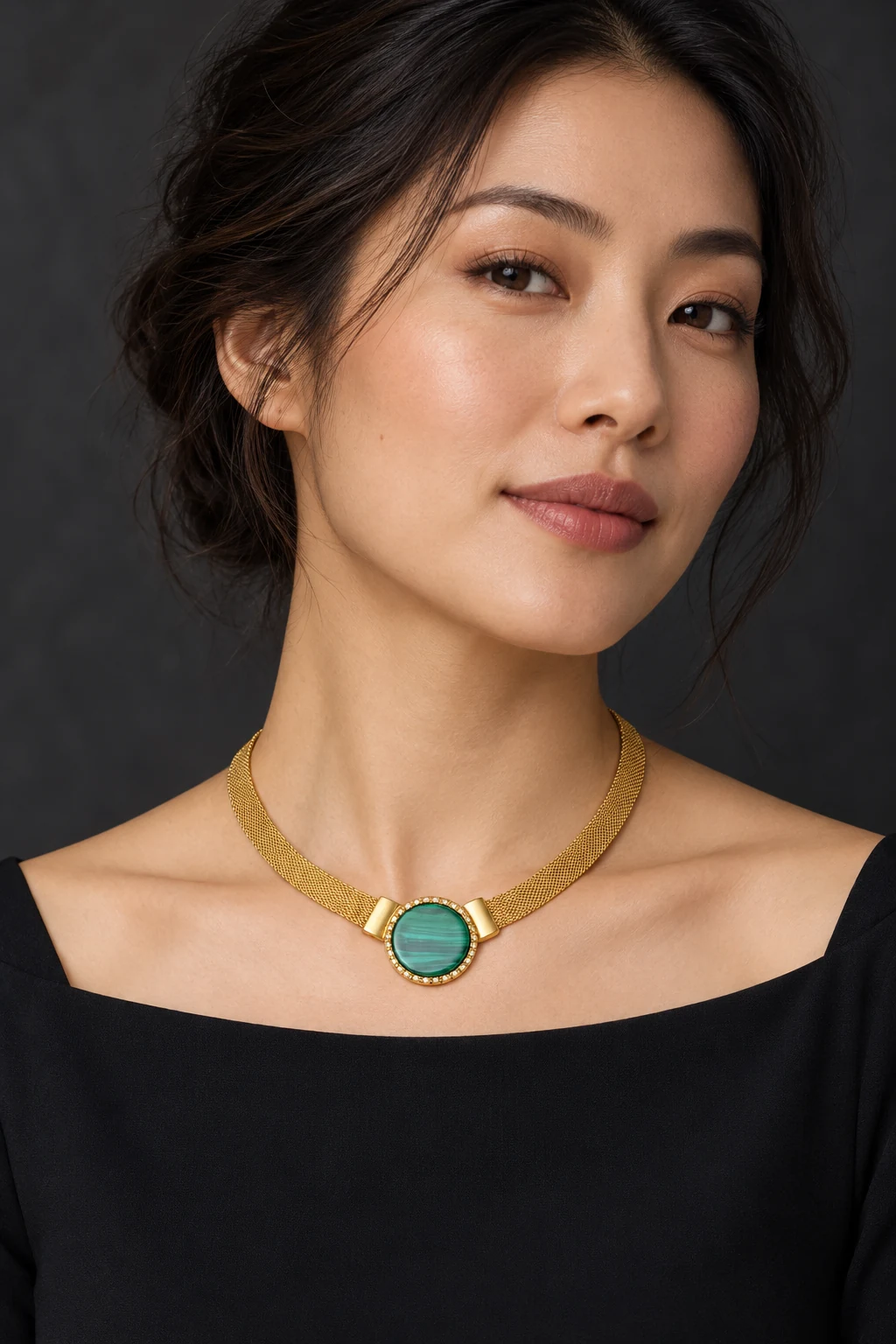 The Mélanie Waltz Necklace worn on a model — AI-generated styling preview