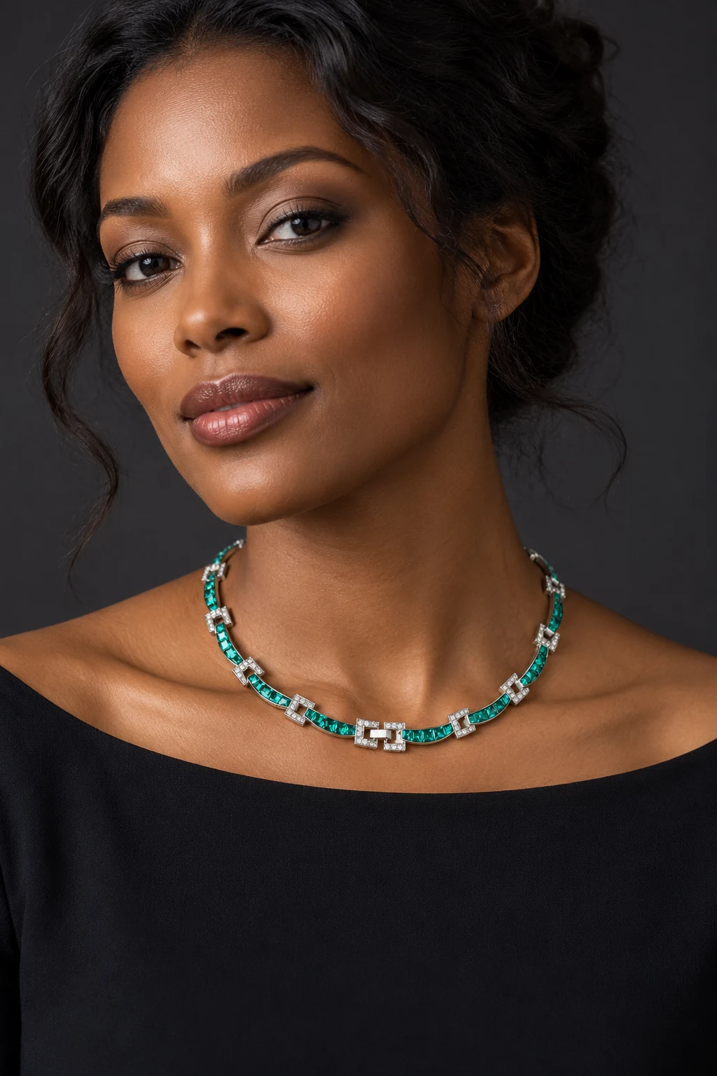 The Alice Jardin Necklace worn on a model — AI-generated styling preview