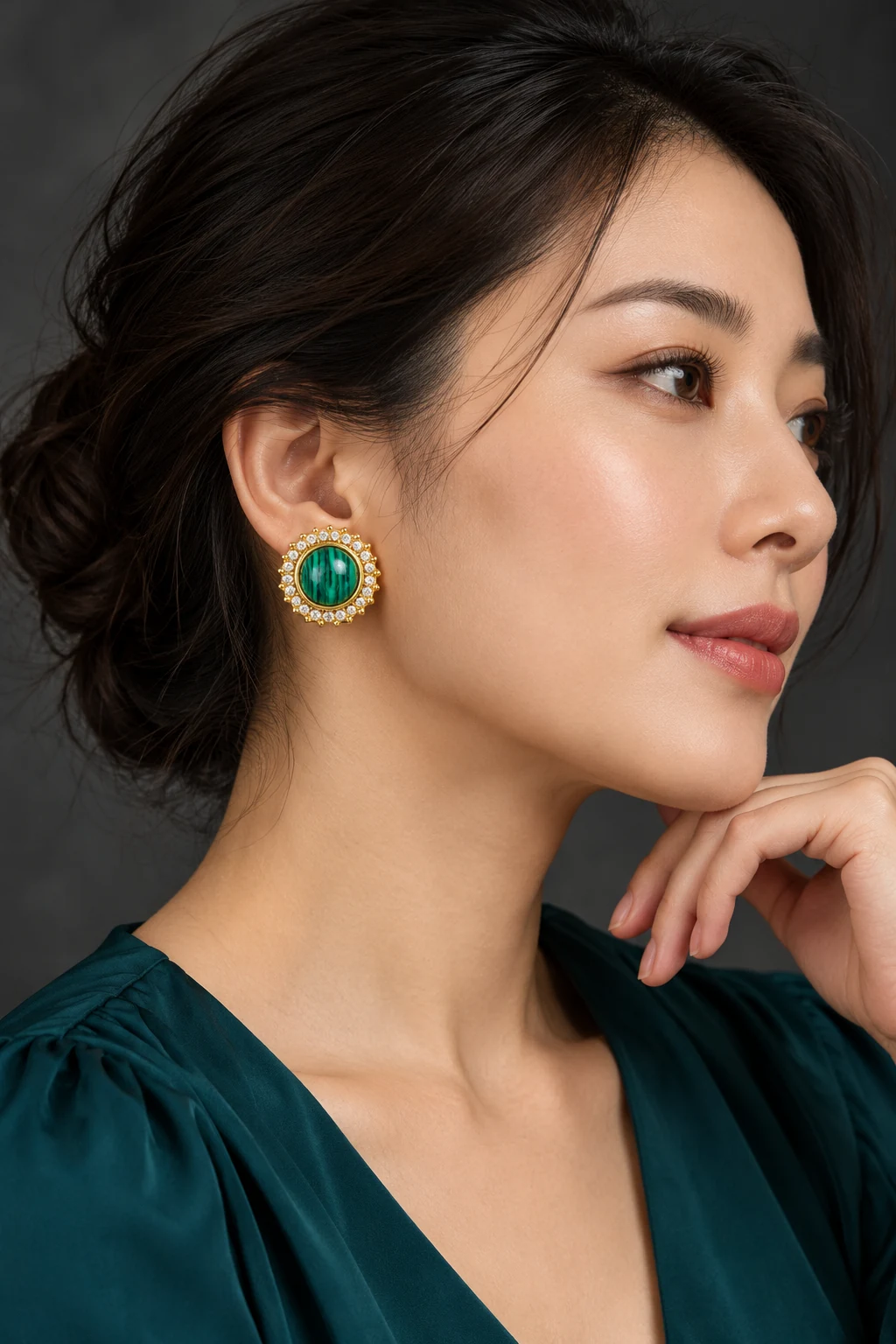 The Roxane Fleur Earrings worn on a model — AI-generated styling preview