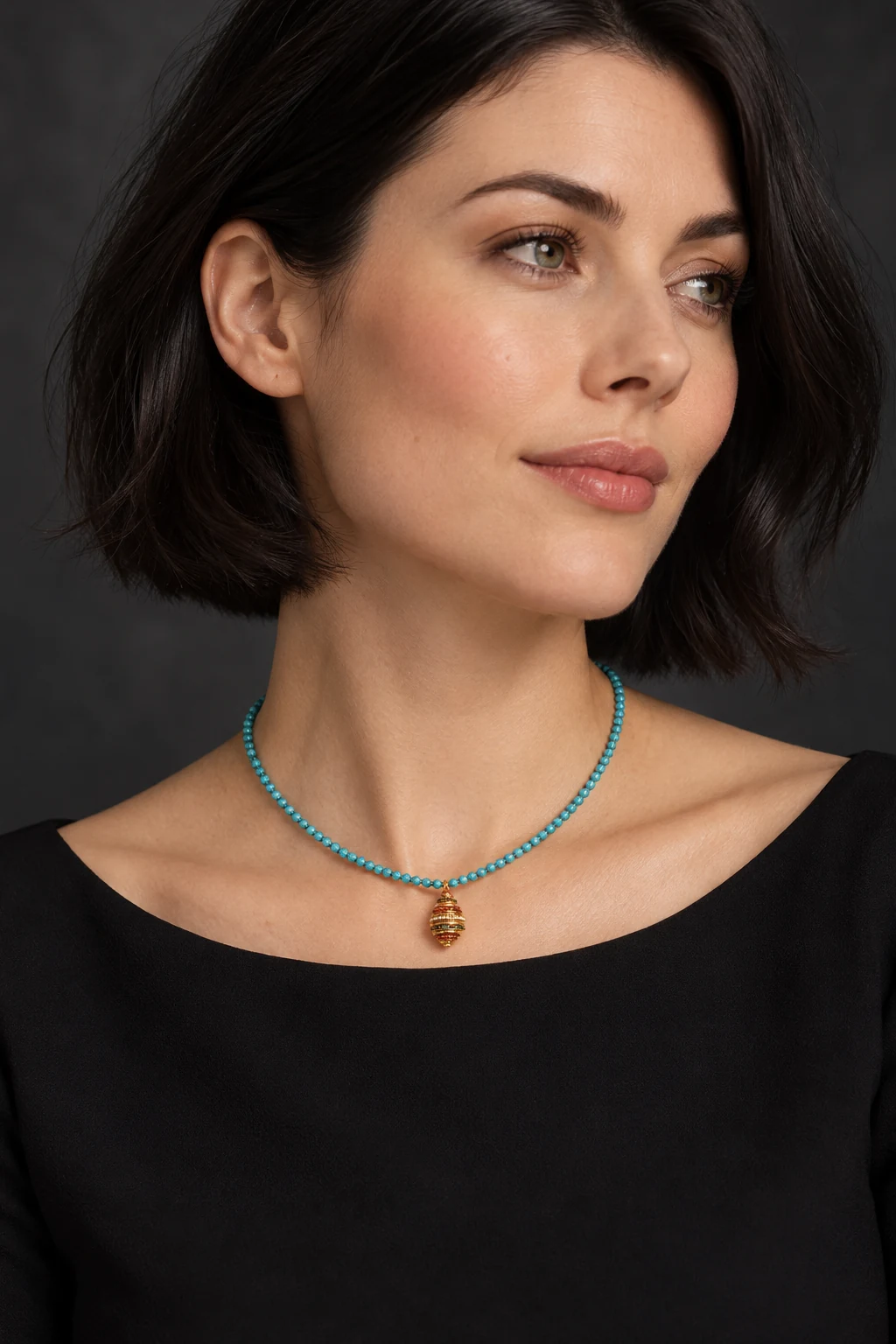 The Violette Nocturne Necklace worn on a model — AI-generated styling preview