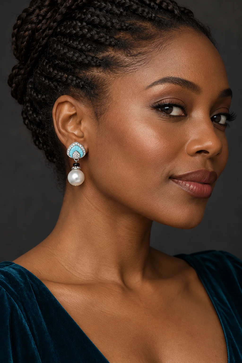 The Margot Poème Earrings worn on a model — AI-generated styling preview