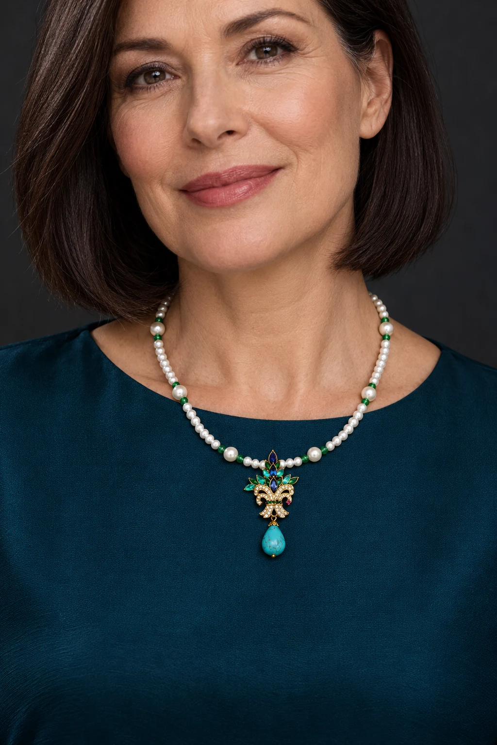 The Léonie Poème Necklace worn on a model — AI-generated styling preview