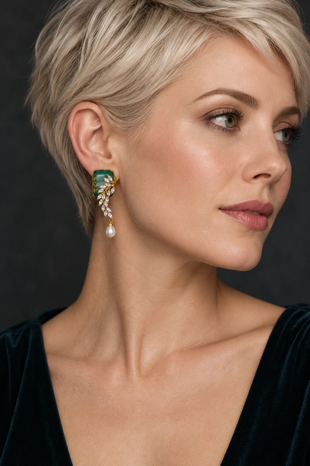 The Fleur Jardin Earrings worn on a model — AI-generated styling preview