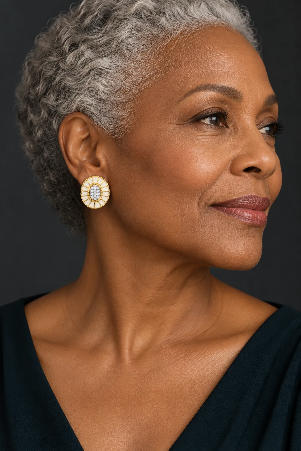 The Pauline Romance Earrings worn on a model — AI-generated styling preview