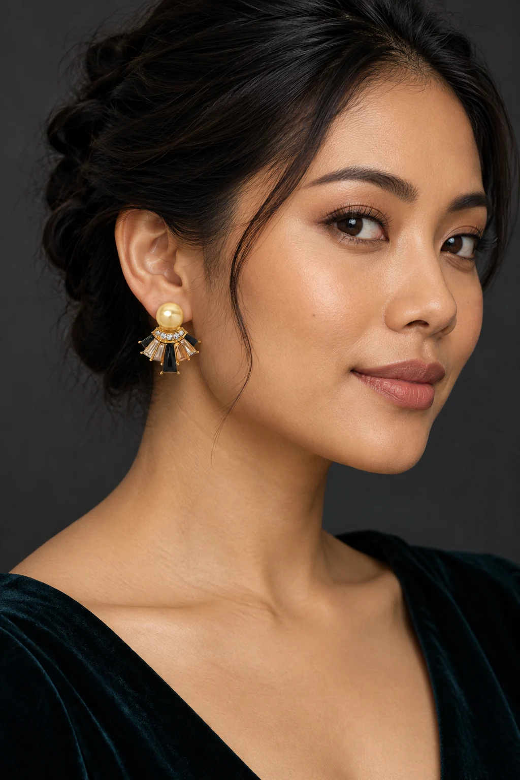 The Primrose Earrings worn on a model — AI-generated styling preview