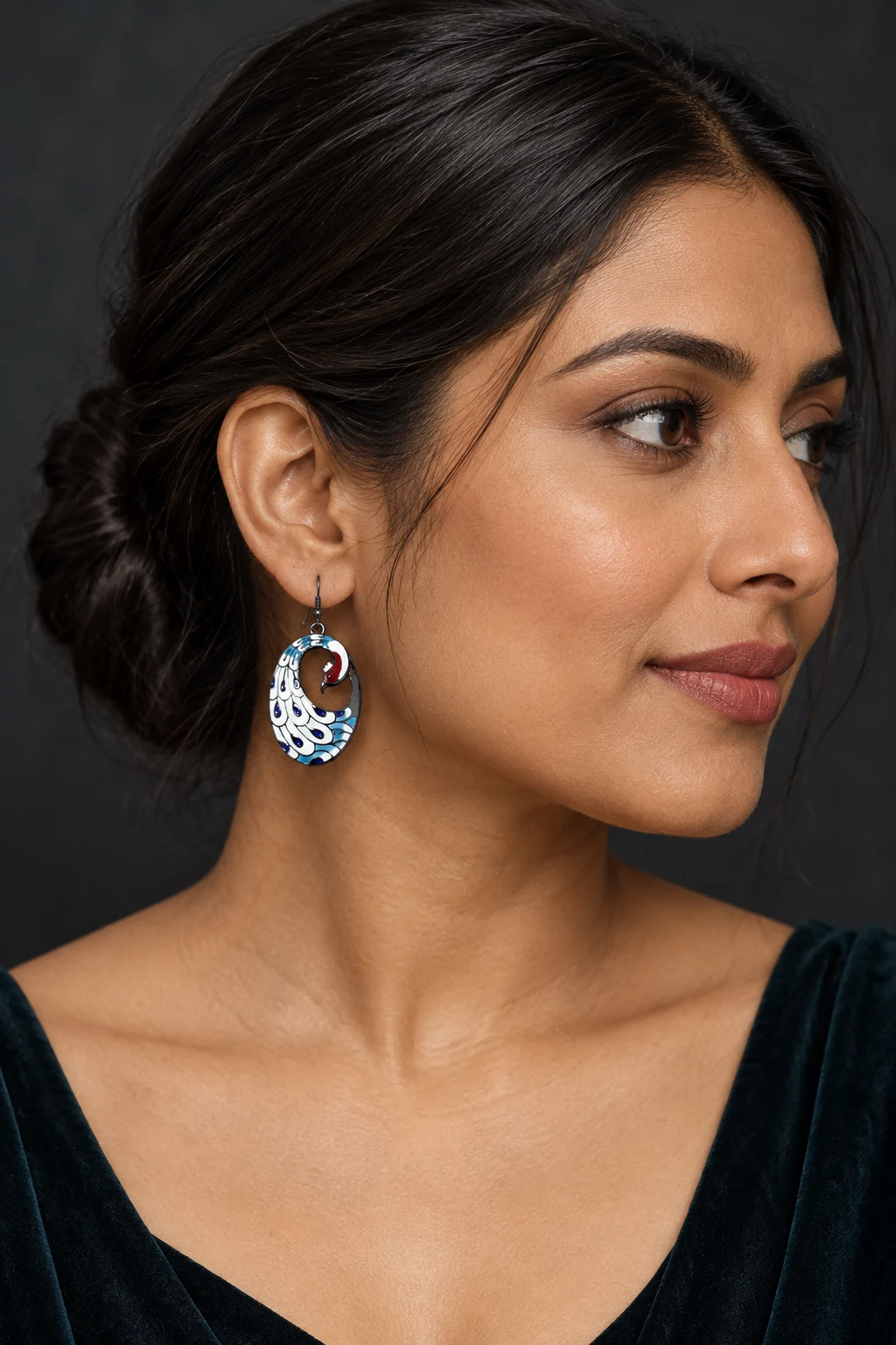 The Liliane Romance Earrings worn on a model — AI-generated styling preview