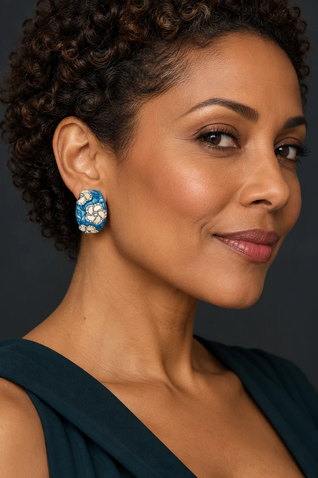 The Margaux Serenade Earrings worn on a model — AI-generated styling preview