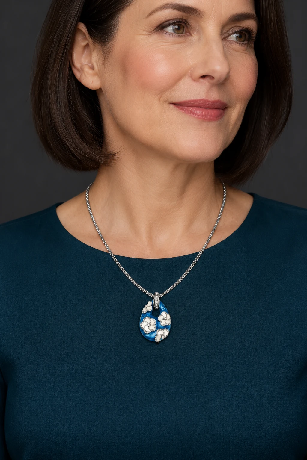 The Margaux Serenade Necklace worn on a model — AI-generated styling preview