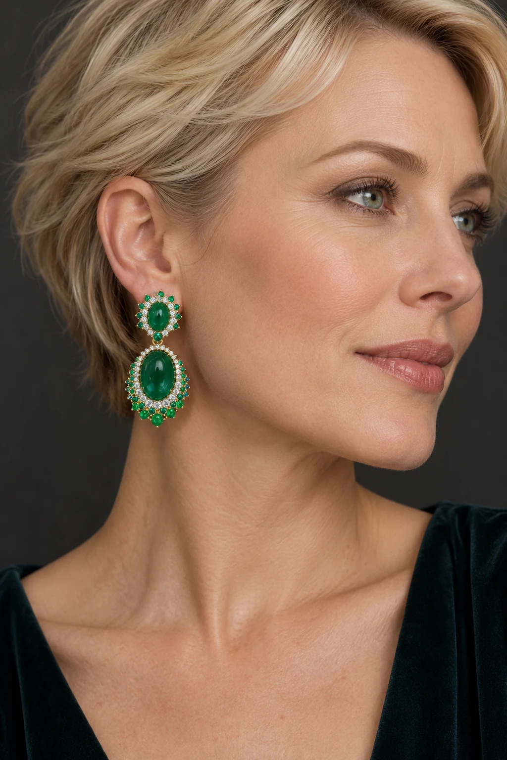 The Maëlle Fleur Green Earrings worn on a model — AI-generated styling preview