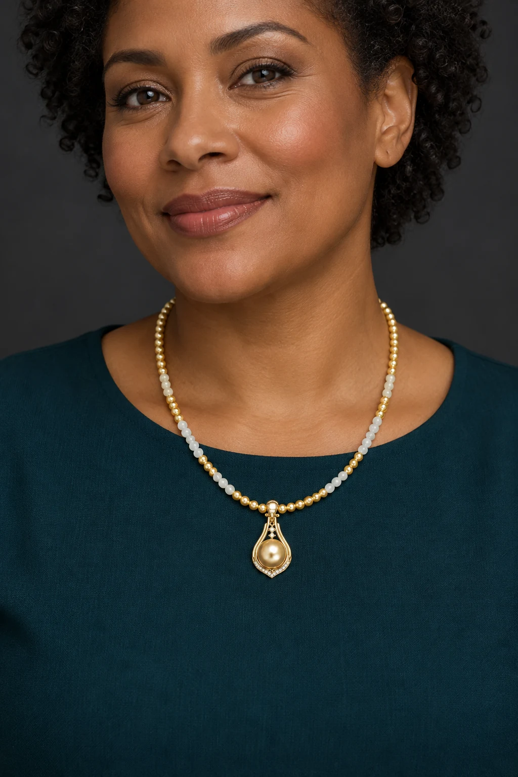 The Inès Reverie Yellow Necklace worn on a model — AI-generated styling preview