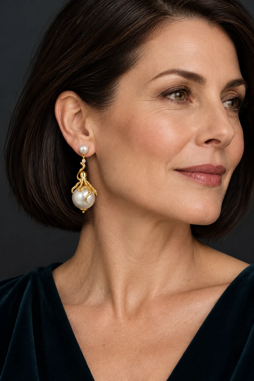 The Aveline Fleur Earrings worn on a model — AI-generated styling preview
