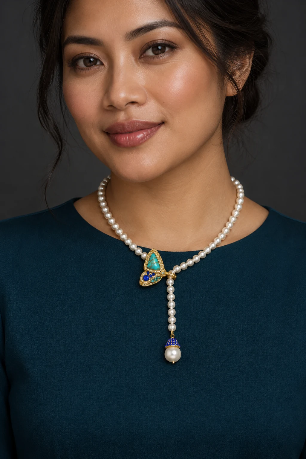 The Marceline Rhapsody Necklace worn on a model — AI-generated styling preview