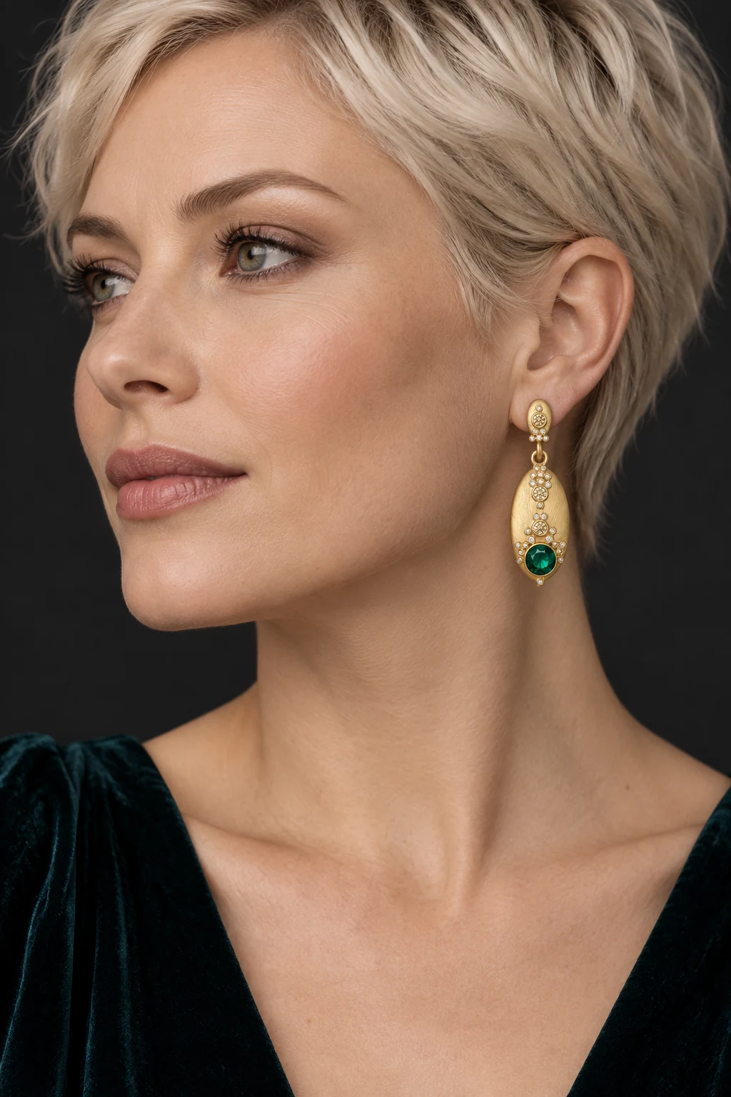 The Bérénice Jardin Gold-Tone Earrings worn on a model — AI-generated styling preview