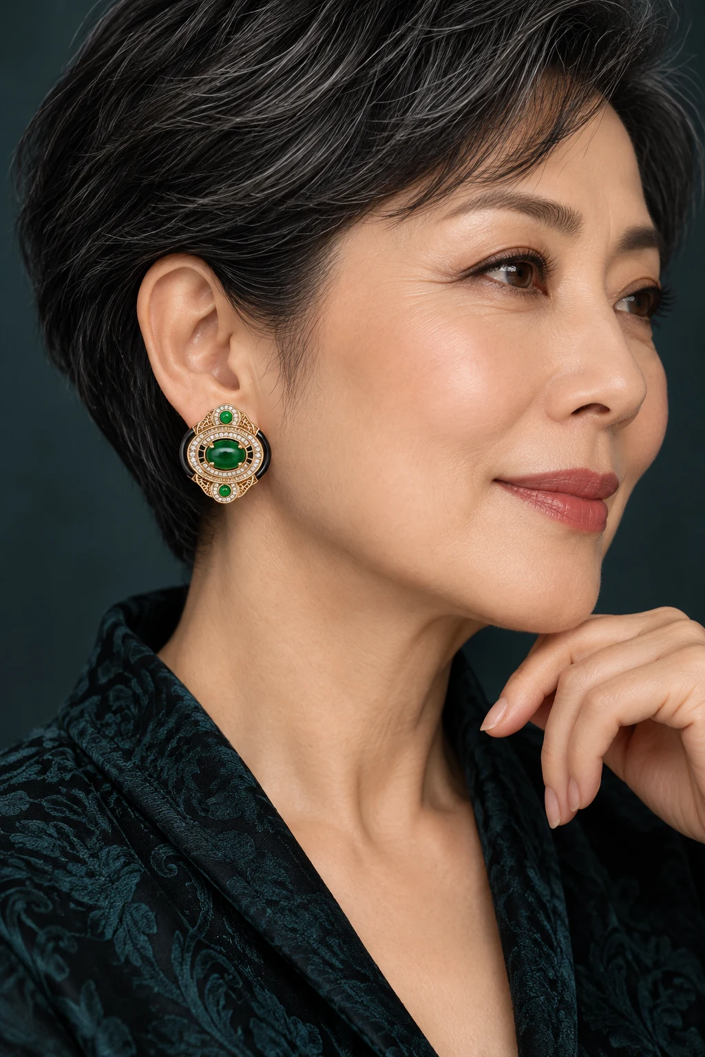 The Fleur Romance Earrings worn on a model — AI-generated styling preview