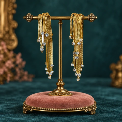 The Aurélie Tassel Earrings on a jewelry display — AI-generated styling preview