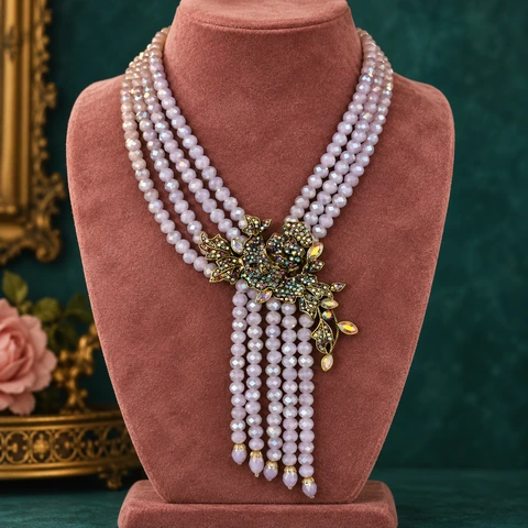 The Céleste Necklace on a jewelry display — AI-generated styling preview