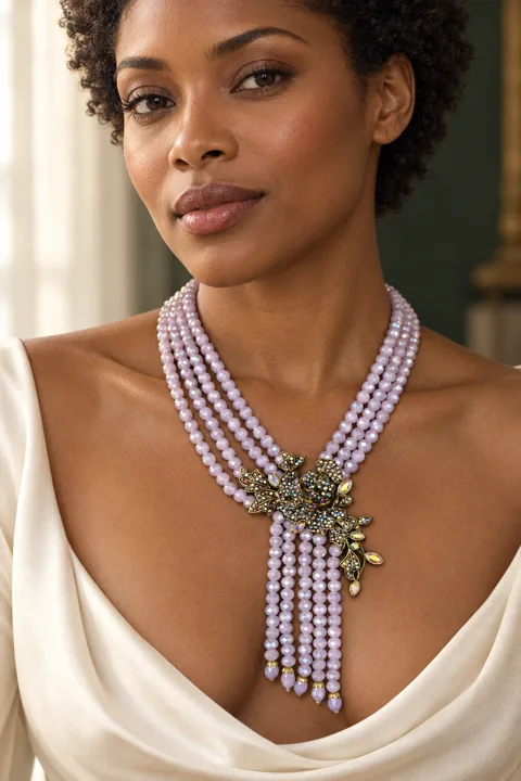 The Céleste Necklace worn on a model — AI-generated styling preview