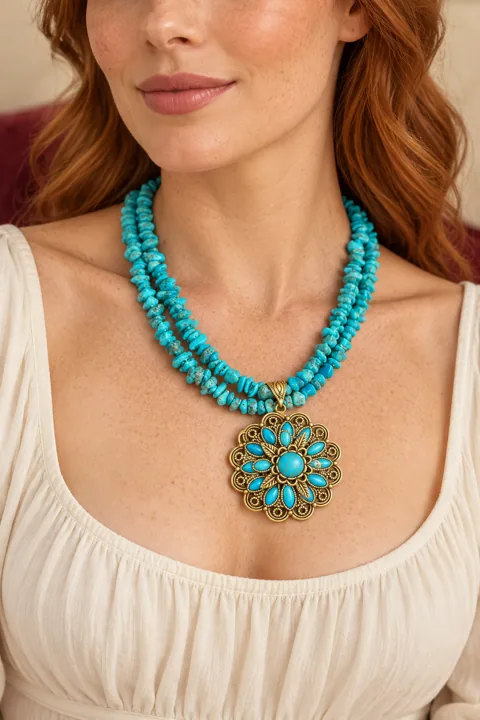 The Riviera Necklace worn on a model — AI-generated styling preview
