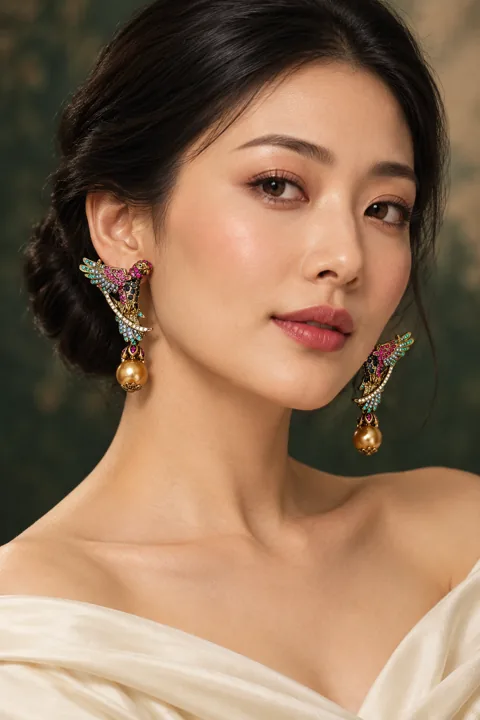 The Songbird Earrings worn on a model — AI-generated styling preview