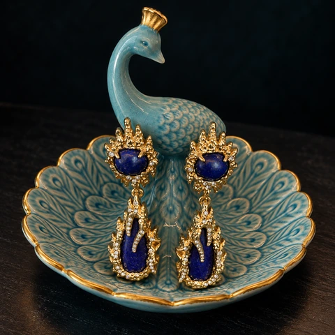 The Juliette Earrings on a jewelry display — AI-generated styling preview