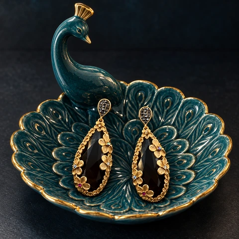 The Belle Époque Earrings on a jewelry display — AI-generated styling preview