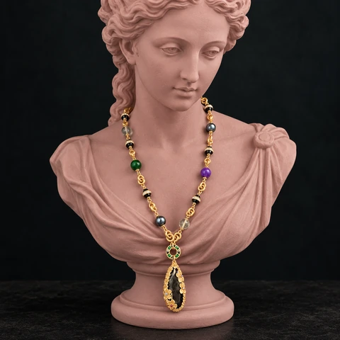 The Belle Époque Necklace on a jewelry display — AI-generated styling preview