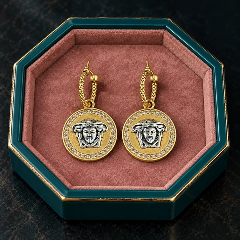 The Golden Waltz Earrings on a jewelry display — AI-generated styling preview
