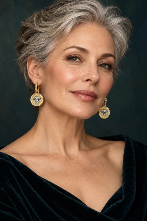 The Golden Waltz Earrings worn on a model — AI-generated styling preview