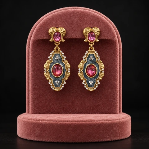 The Rose Garden Earrings on a jewelry display — AI-generated styling preview
