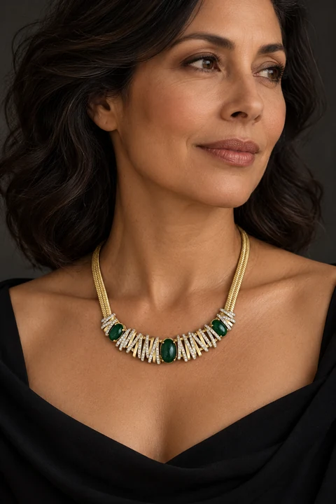 The Seraphine Necklace worn on a model — AI-generated styling preview