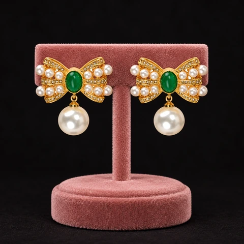 The Ophelia Green Earrings on a jewelry display — AI-generated styling preview