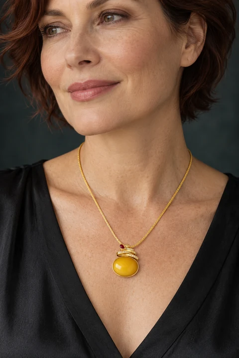 The Arabella Necklace worn on a model — AI-generated styling preview